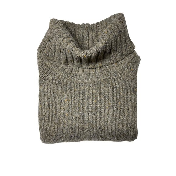 Vintage Cynthia Rowley XS Tan Gray Speckled Knit Wool Blend Turtleneck Sweater - Picture 2 of 16